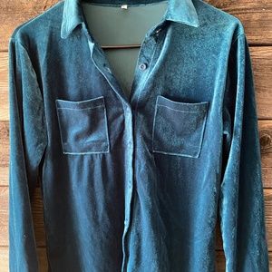 Velveteen Teal blouse